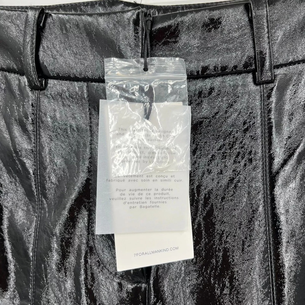 Seven 7 For All Mankind Faux Leather Pants Women's Size S Black Straight Leg NWT - Picture 5 of 11